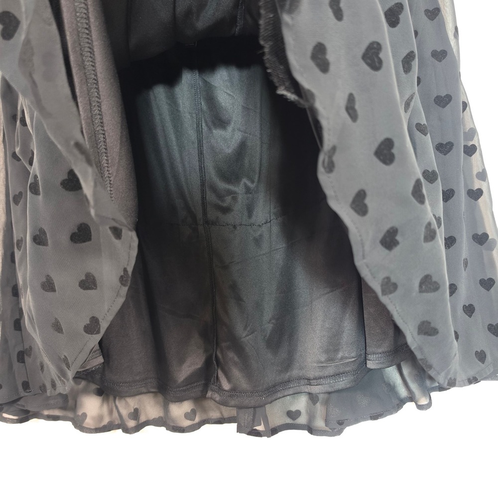TORRID Mini Skirt Women's 2x Black Flocked Heart Chiffon Coquette Romantic - Picture 12 of 14